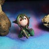 Tiny Warrior Gnome 'Hughie' with axe & helm OOAK Sculpt Ann Galvin Gnome Village