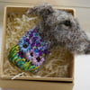 Needle Felted Lurcher Brooch