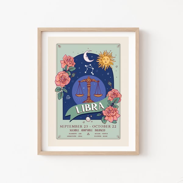 Libra Zodiac Sign Wall Art Print