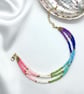 Rainbow Triple Strand Seed Bead Bracelet - Image 4