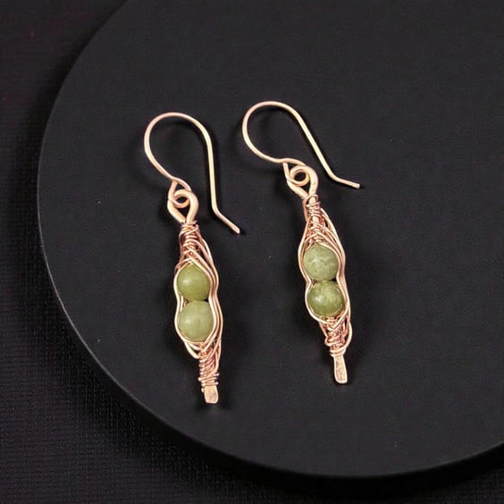Two Peas in a Pod Semi Precious Jade Earrings - Dangle