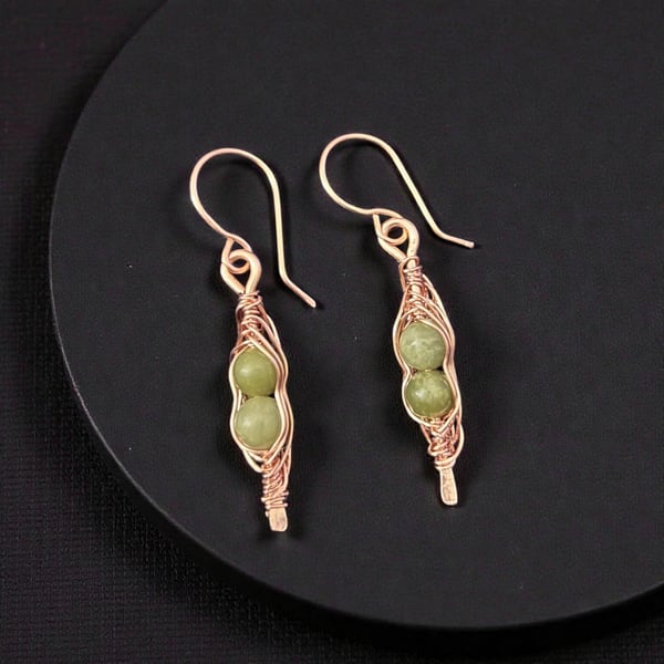 Two Peas in a Pod Semi Precious Jade Earrings - Dangle