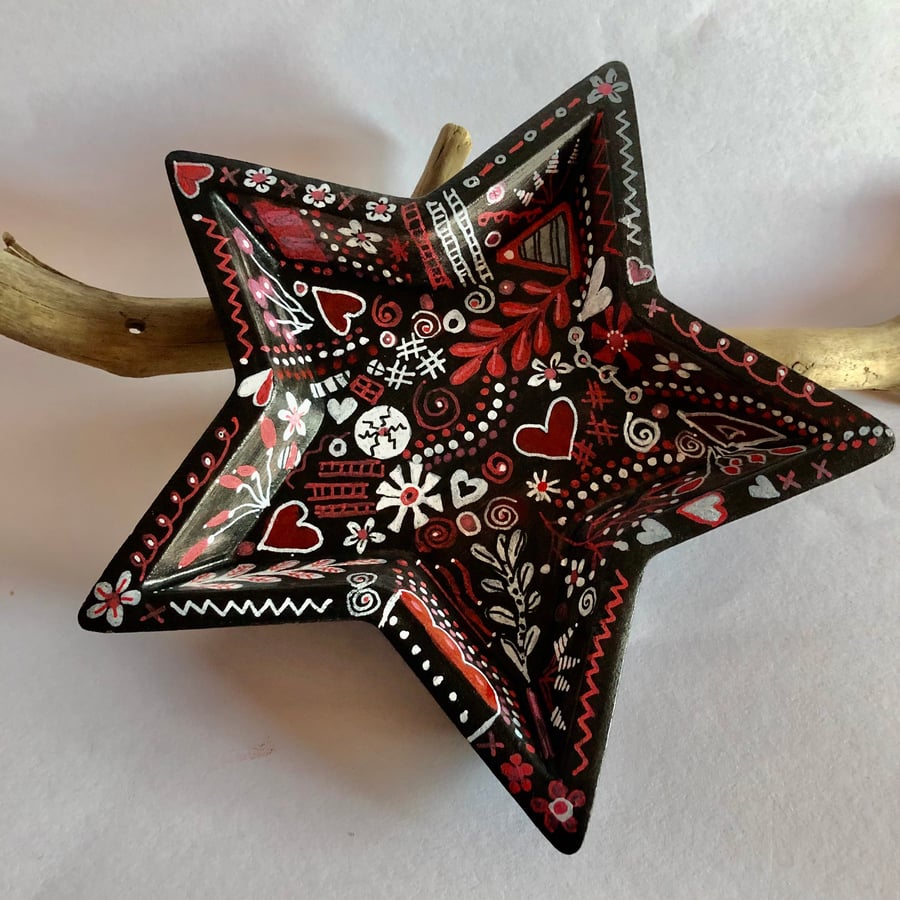 Up cycled hand painted star dish