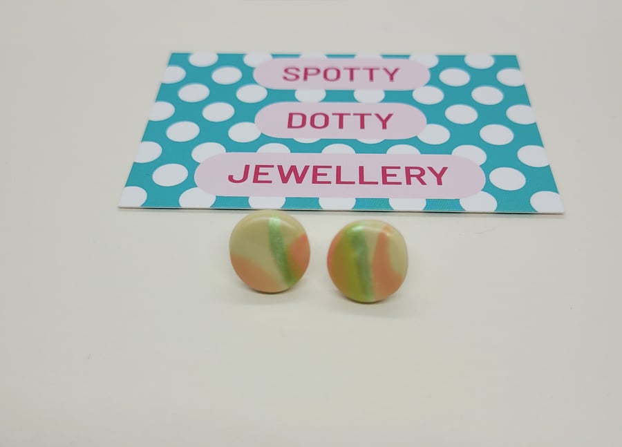 Pastel Shimmer Polymer Clay Stud Earrings 