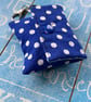 Keychain pouch mini for ear buds or keys blue and white polka  - Image 4