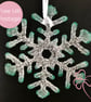 Aqua Tipped Ice Glass Snowflake  - Image 1