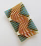 Fused glass strip-cut patterned decorative dish, amber waves - Image 1
