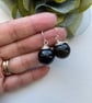 Handmade black glass bead earrings (black)