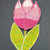 Tulip silk brooch: ivory and pinks