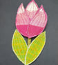 Tulip silk brooch: ivory and pinks