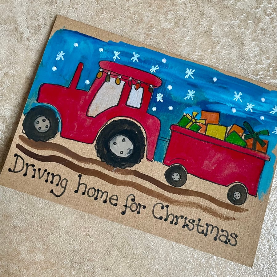 Driving home for Christmas Tractor card