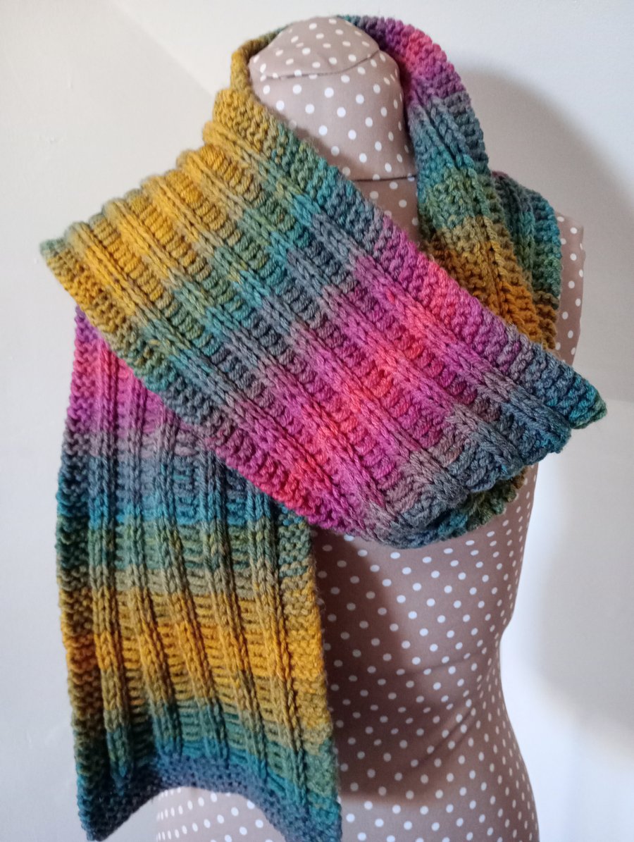 Kings and Queens - Hand knitted scarf with interesting laddered detail