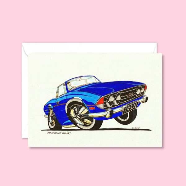 Seventies Sports Car Greeting Card: Boy Racer Illustration (315)
