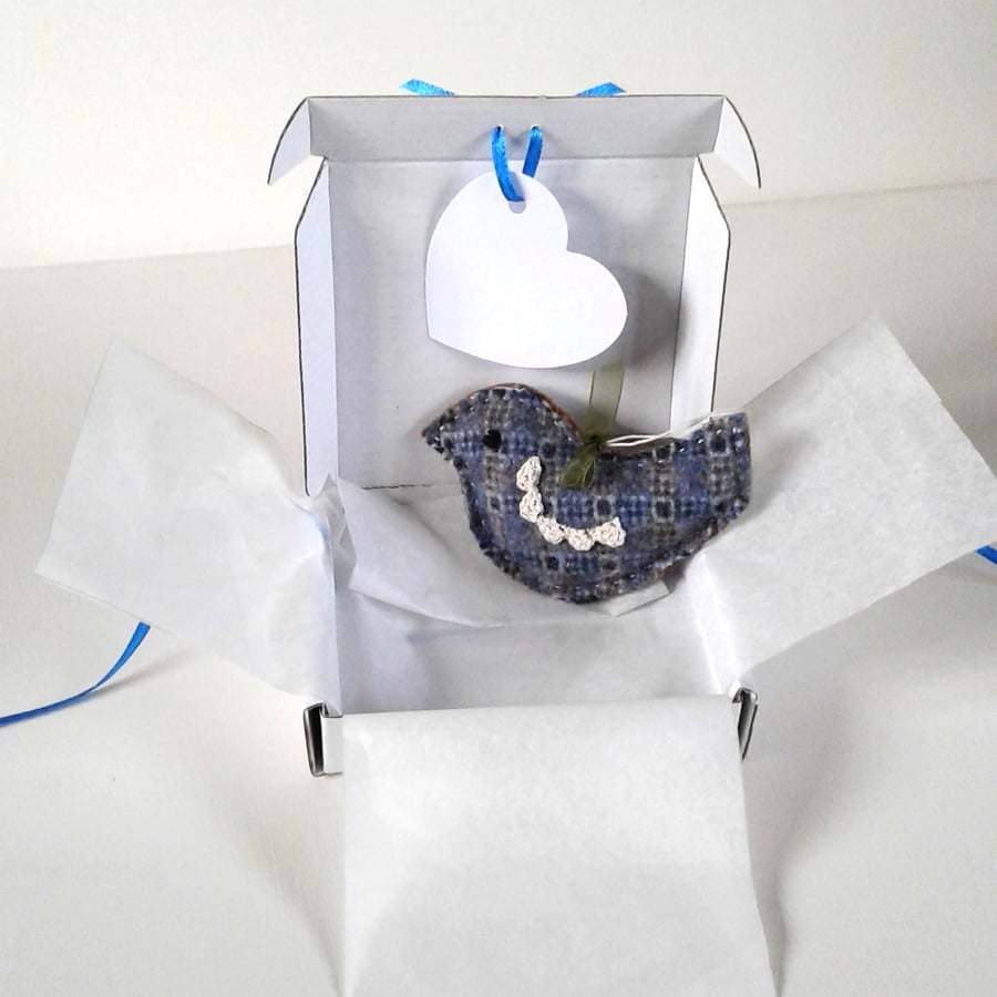 'A little bird told me' wool felt and crochet bird letterbox gift