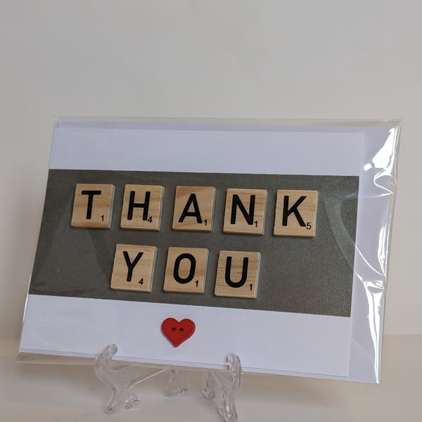 Thank you scrabble handmade greetings card