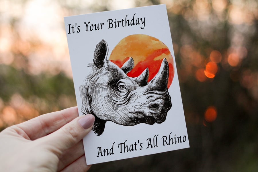 Rhino Birthday Card, Friend Birthday Card, Rhino Card for Birthday, Rhino 