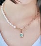 Freshwater Pearl and Abalone Shell Pendant with Gold Plated Chain