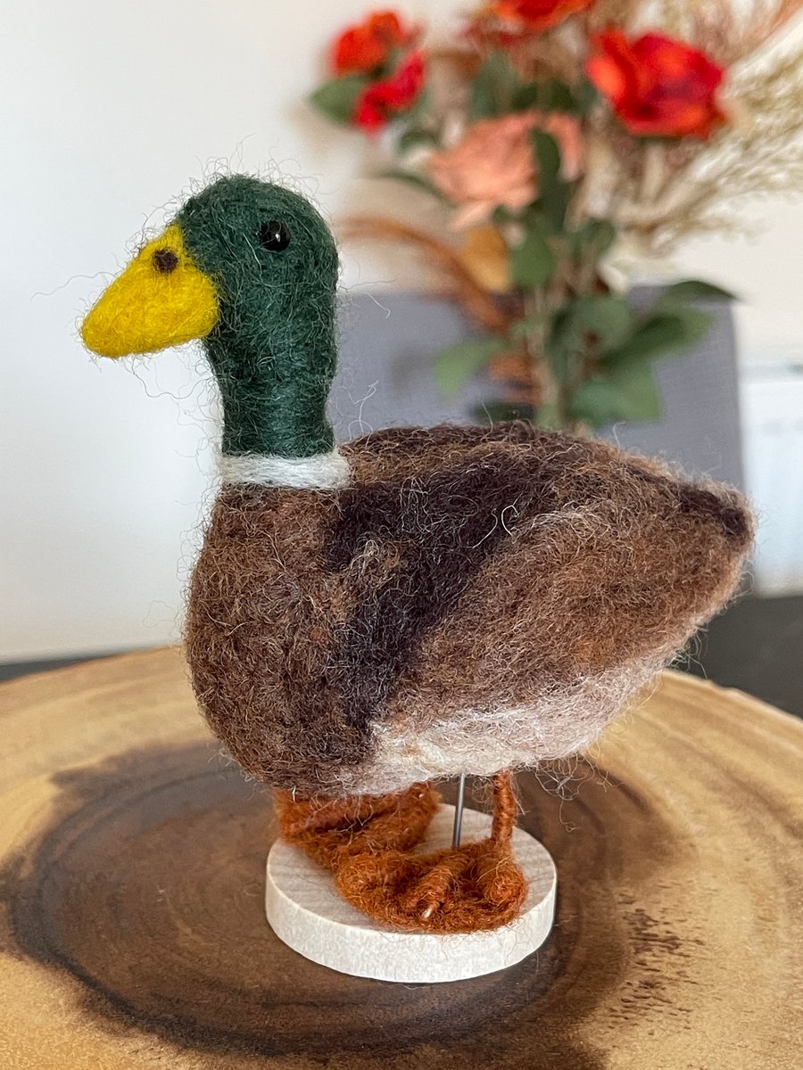 Handmade Needle Felted Mallard Duck Mini Figure