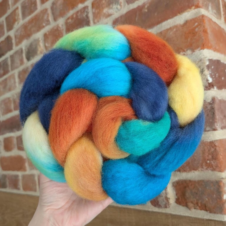 Hand Dyed Bluefaced Leicester Top 97g Spinning Fibre - Kingfisher No. 1