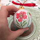 Poppy hand-painted ceramic Christmas bauble decoration 