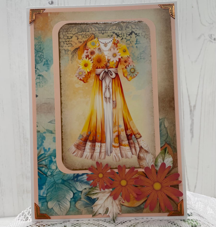 Autumnal Hippy Greeting Card (Dress)  C - 12