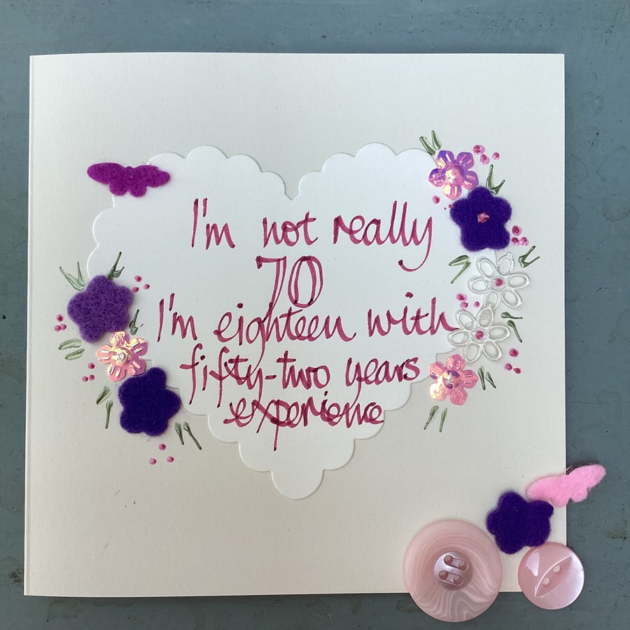 70th birthday card handmade