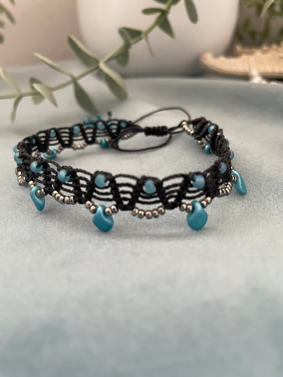 Macrame beaded boho anklet, yoga gift, beach holiday, summer fashion, gift teen 