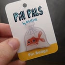 Goldfish in a bag pin badge