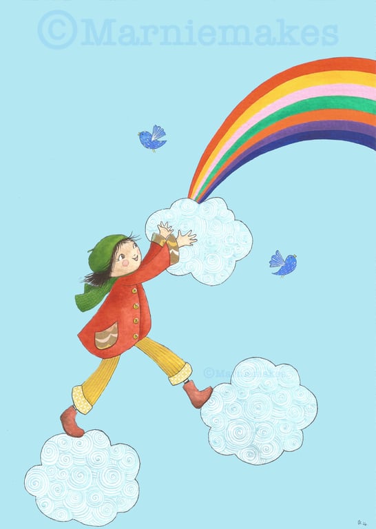 Catch A Rainbow - A4 unframed original illustration