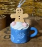 Hanging decoration tiny gingerbread man in a mug - Image 3