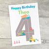 Boys Any Age Personalised Digger Birthday Card
