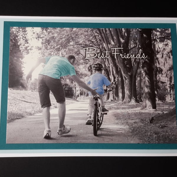 Fathers Day, Birthday, Any Occasion Greeting Card - Cycling Best Friends
