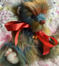 Reed Autumn bear, hand sewn collectible teddy bear with a yellow bow - Image 1