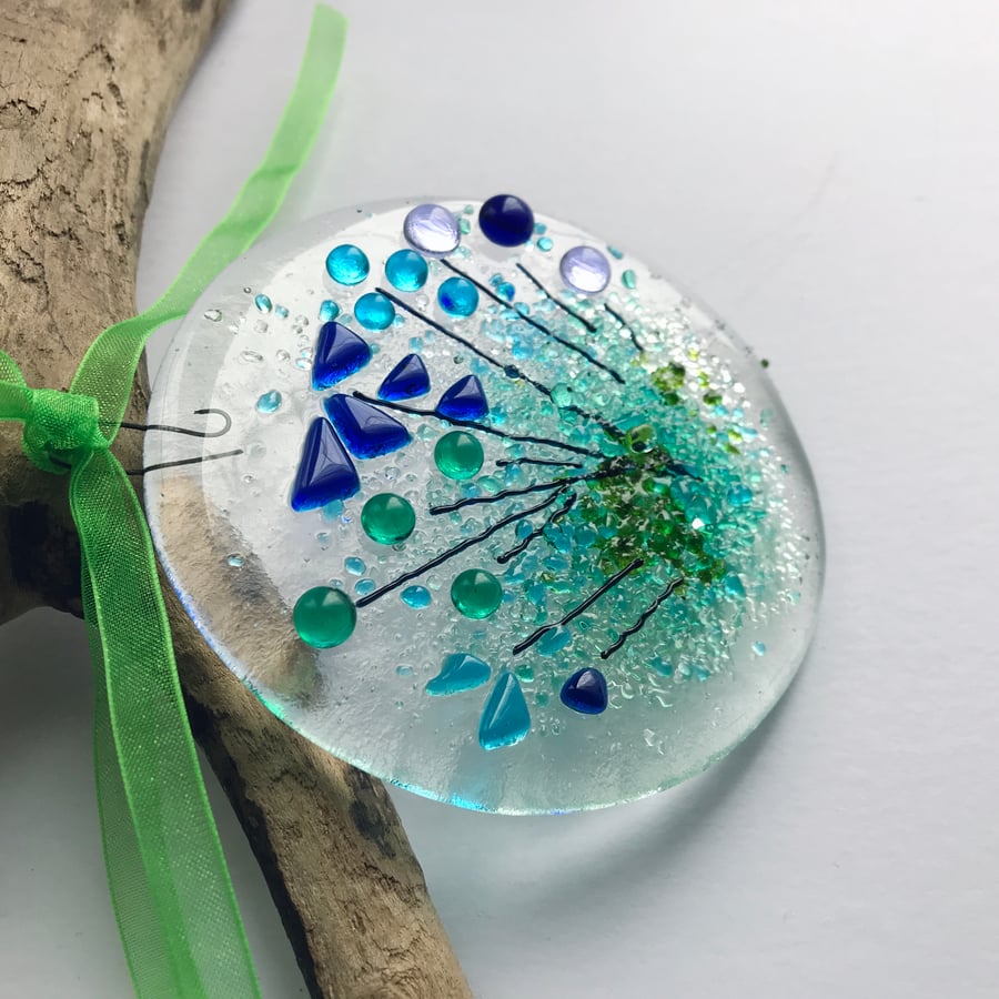 Flower suncatcher made from fused glass, gift for her, housewarming gift