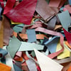 SMALL Scrap Leather Pieces - 230 grams - 8 oz - mixed colours - off cuts