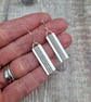 Sterling Silver Ribbon Line Pattern Rectangle Earrings - JBJ1043 - Image 2