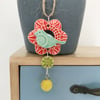 Teeny bird and flower dangly decoration or pendant
