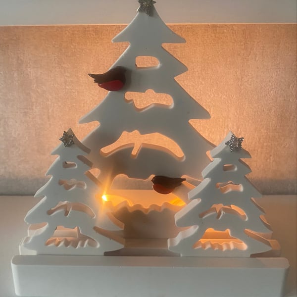 Robins Christmas tea light holder (2 hole) - incl. FREE UK shipping 