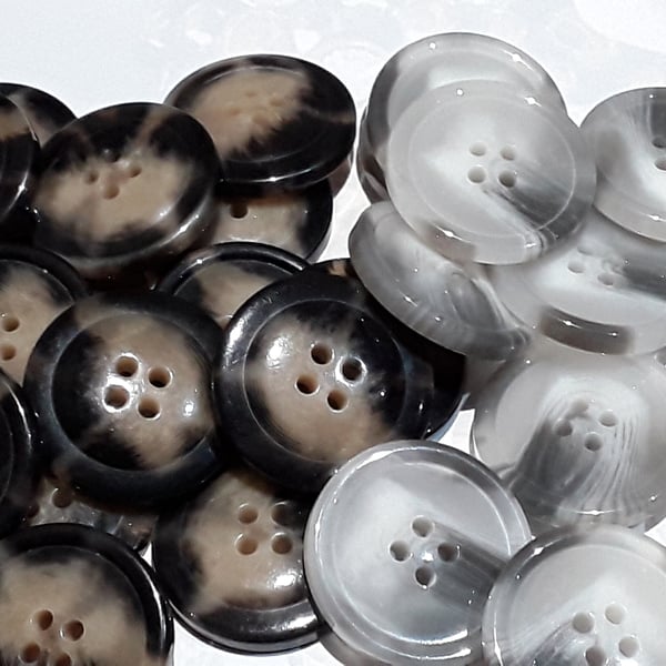 25mm 1" Polyester HORN Buttons TTS & GREY