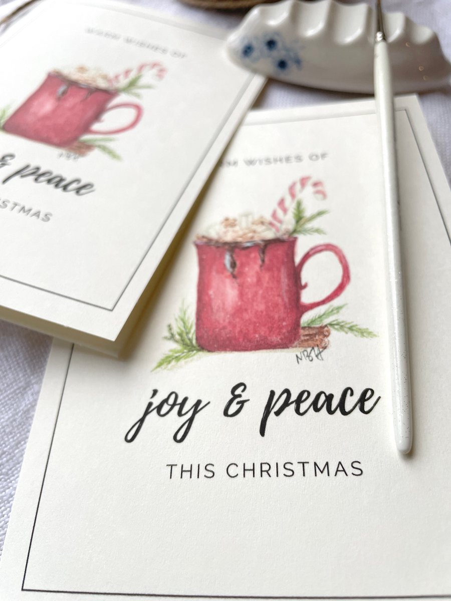 2-Card set: Warm Wishes of Joy & Peace at Christmas (watercolour print card)