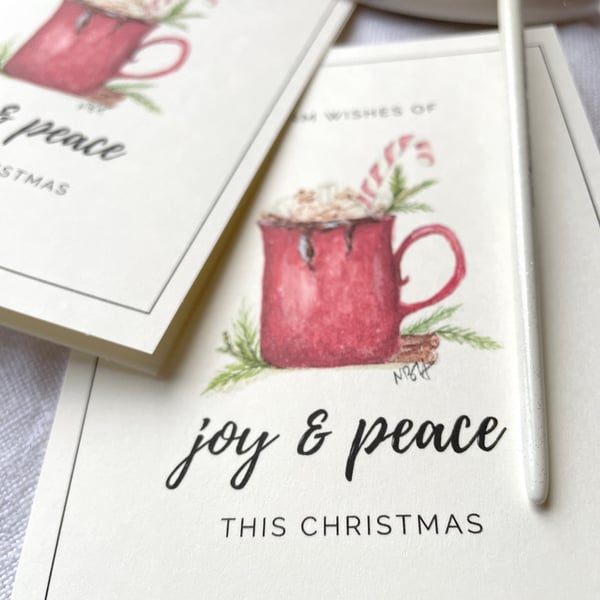 2-Card set: Warm Wishes of Joy & Peace at Christmas (watercolour print card)