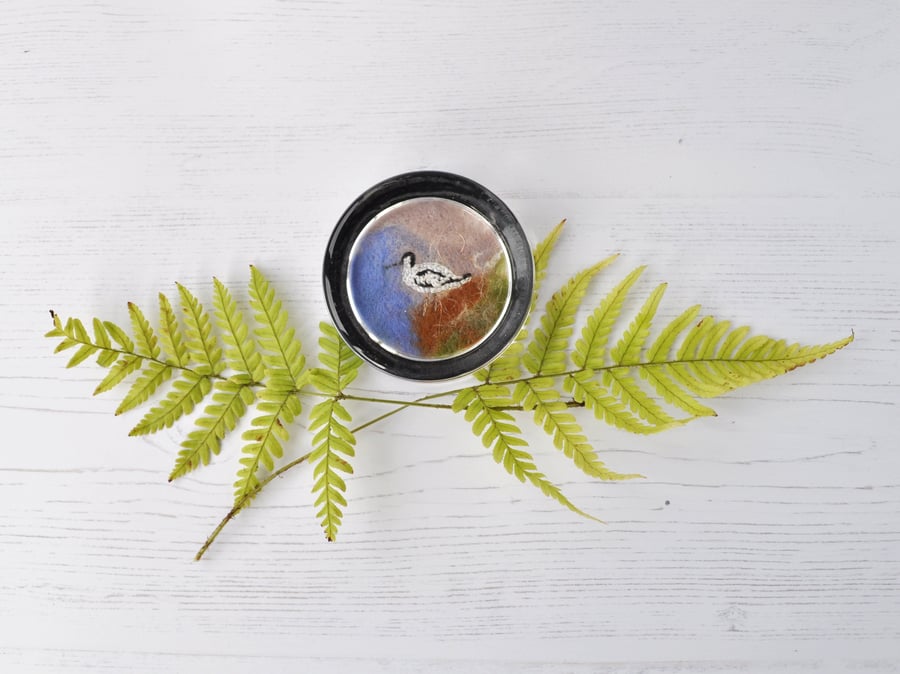 Avocet embroidered paperweight