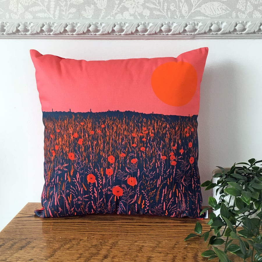 Poppy Fields handmade cushion 