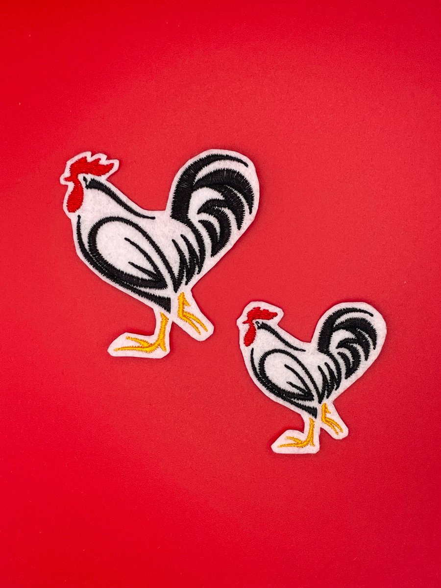 Rooster Iron-On Patch - available in 2 sizes
