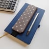 Elasticated pencil case spotted for cover of notebook or diary