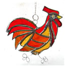 Cockerel Suncatcher Stained Glass chicken 043 Red