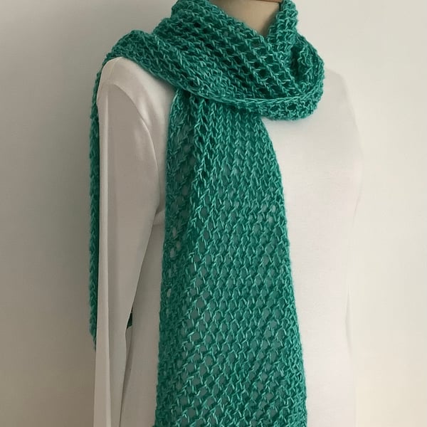 COTTON scarf. ' Breeze’. Lightweight , all-seasons. Jade green .