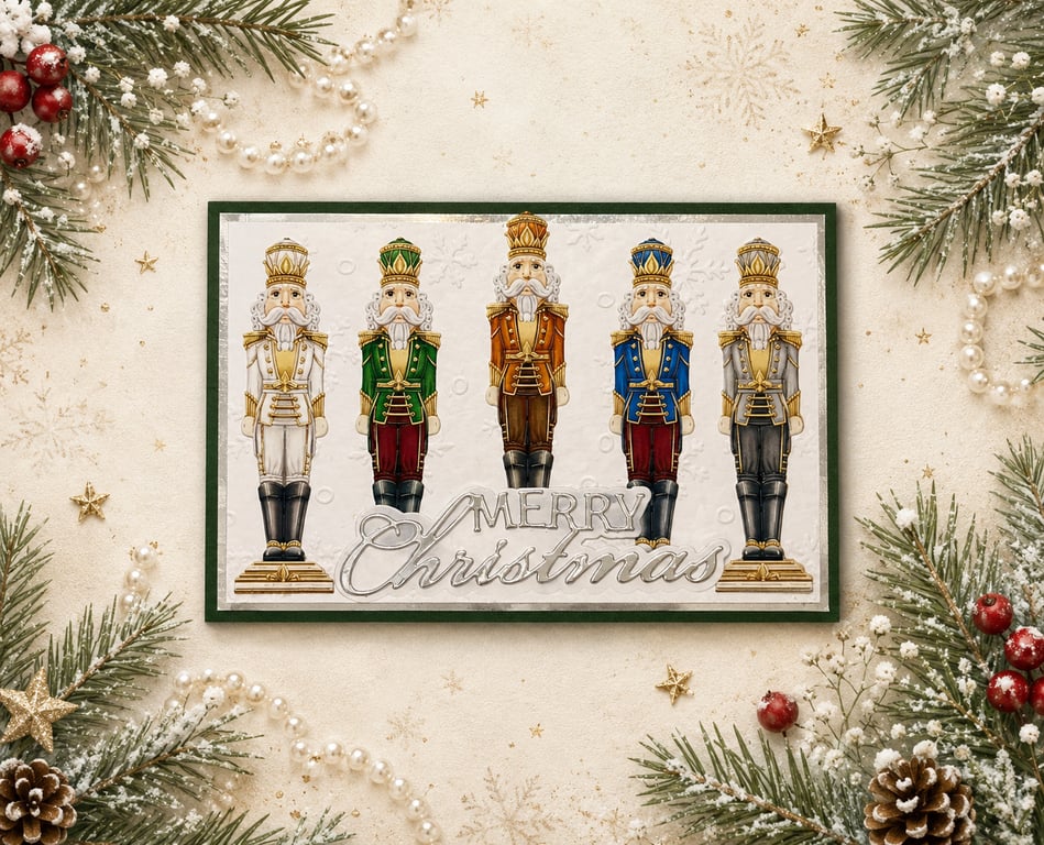Handmade Nutcracker Christmas Cards with Inside Verse, set of 3
