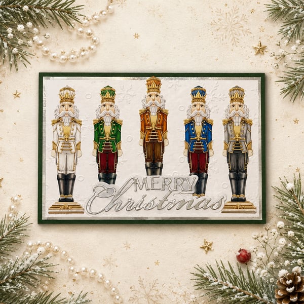 Handmade Nutcracker Christmas Cards with Inside Verse, set of 3