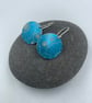 Turquoise anodised aluminium ammonite circle earrings - Image 3